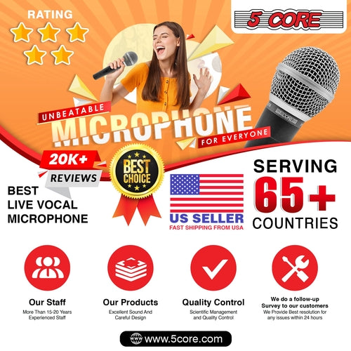 5Core XLR Mikrofon Dynamisch ND-58 - Karaoke & Studio Gesangsmikrofon