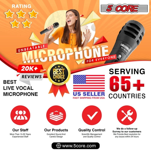 5Core XLR Handmikrofon Dynamisch PM-883 - Karaoke & Studio Gesangsmikrofon