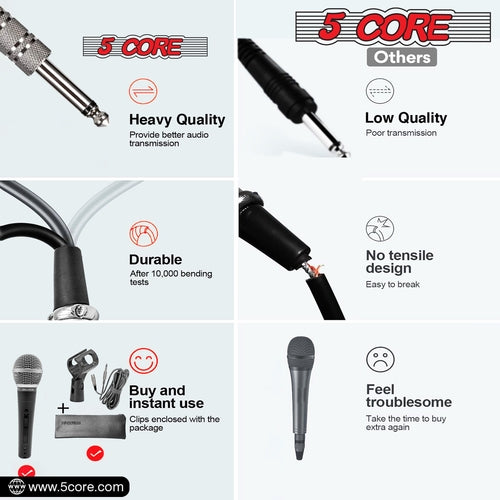 5Core XLR Mikrofon Dynamisch ND-58 - Karaoke & Studio Gesangsmikrofon