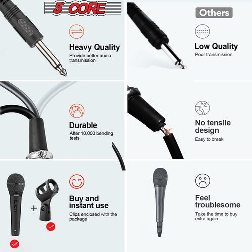 5Core XLR Handmikrofon Dynamisch - Karaoke & Studio Gesangsmikrofon